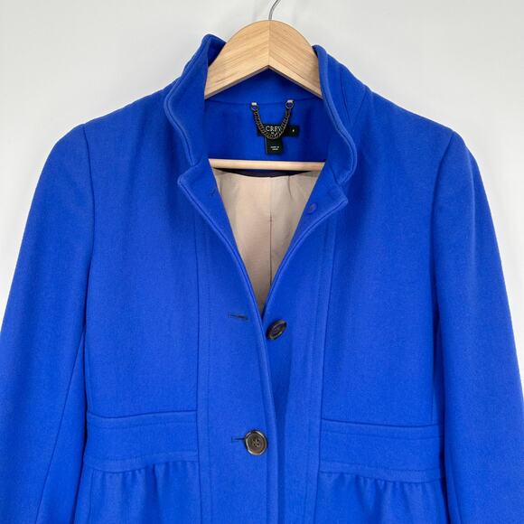 J. Crew Skirted Dress Coat Button Front Long Wool Blend Peacoat Jacket Lady Day - Picture 4 of 12